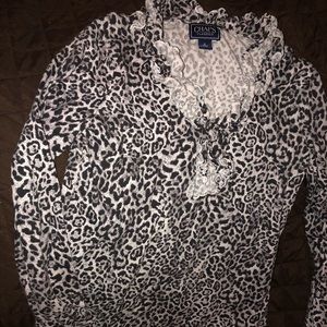 Chaps Top - black and white Leopard print